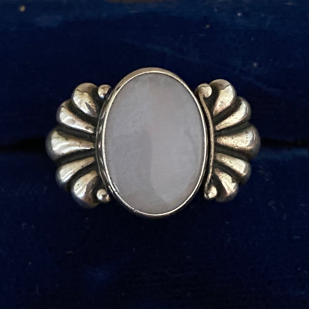 Vintage Sterling Silver Blue Chalcedony Ring | 925 | Statement Ring | Size 5